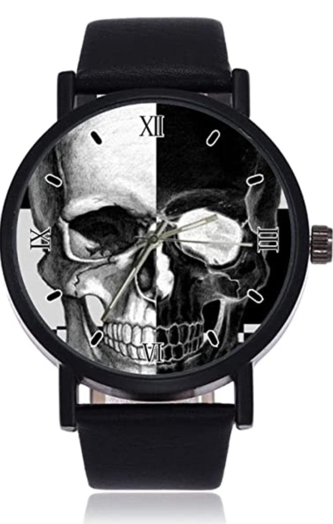 Montre à quartz en acier noir pour homme et femme 