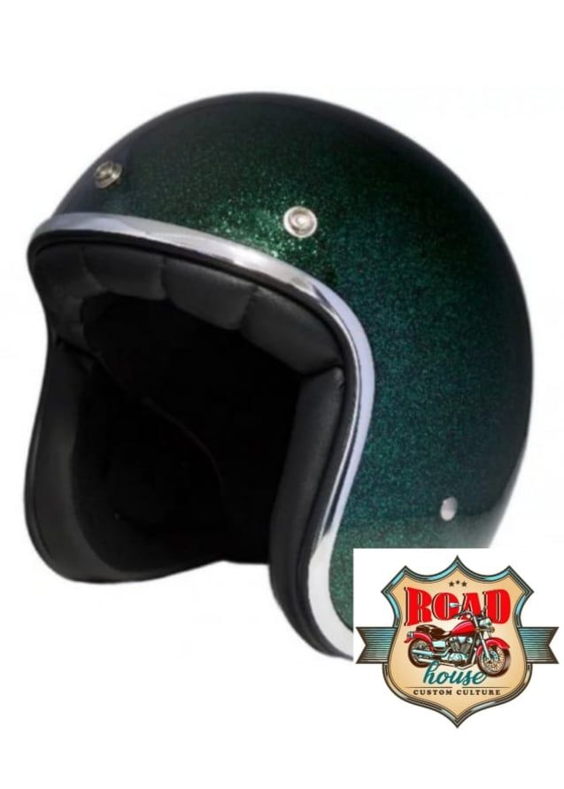 CASQUE STORMER DEMI JET PEARL VERT PAILLETTE