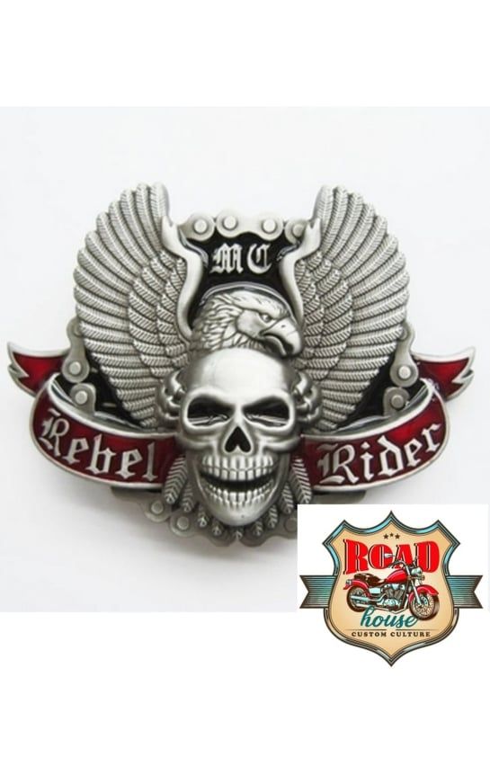 BOUCLE BIKERS SKULL REBEL RIDER EAGLE WINGS