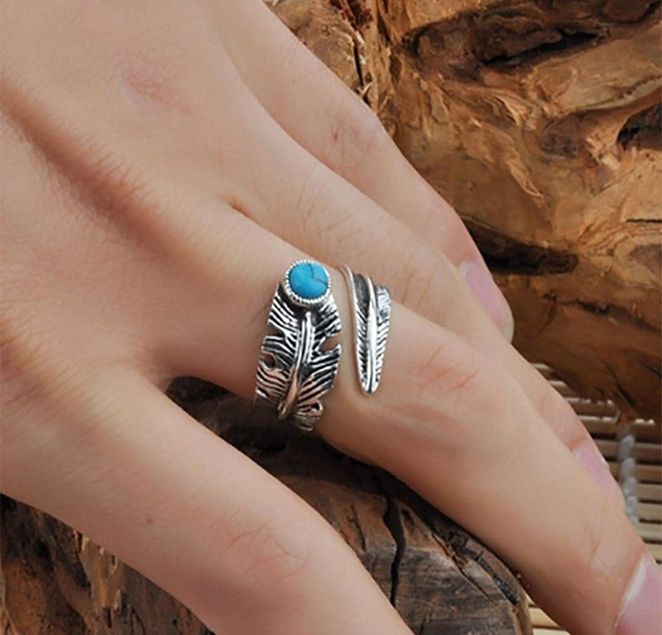 Bague Plumes Vintage Turquoise