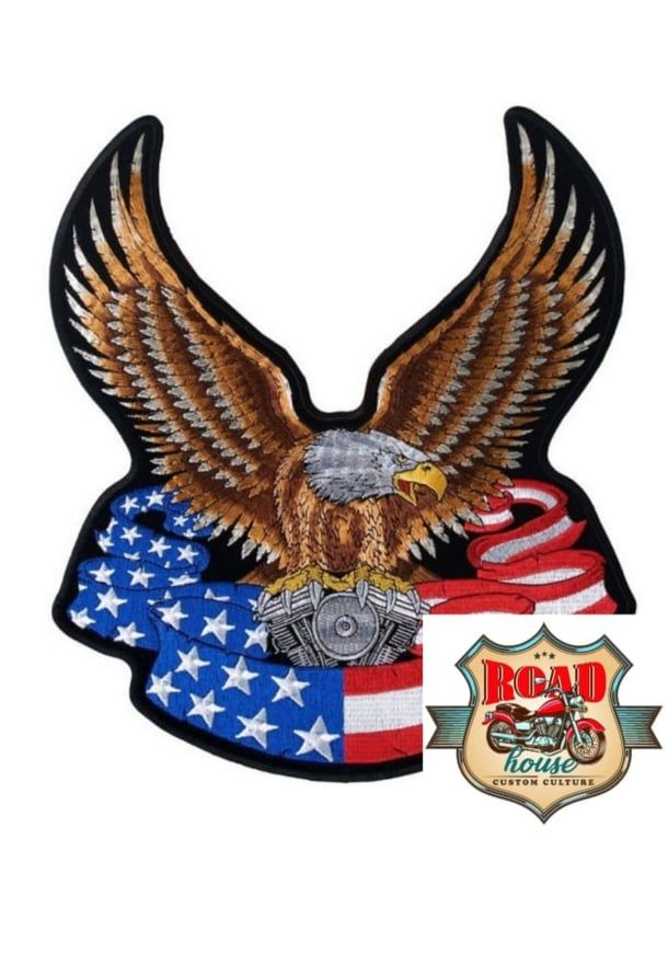 ECUSSON PATCH AIGLE VTWIN ET BANIÈRE US AMÉRICAIN