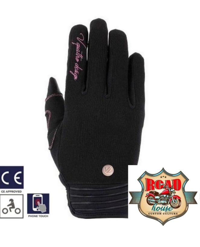 PAIRE DE GANTS LADY RIDER DISTRICT 18 TEXTILE NOIRS HOMOLOGUÉS CE