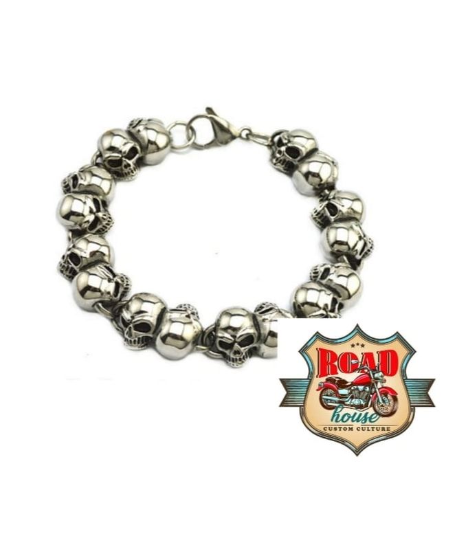 Bracelet Biker têtes de morts 