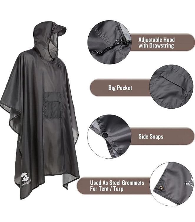 3-en-1 Poncho Multi-Fonctionnel Imperméable 