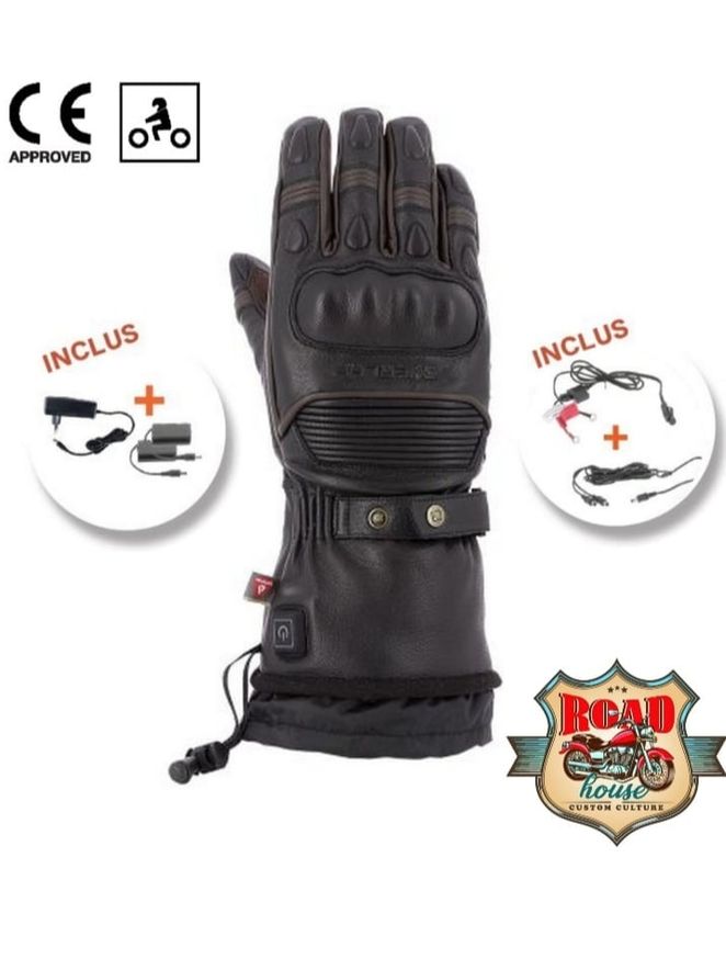 GANTS CHAUFFANTS CUIR NOIR WARMER HOMOLOGUÉS CE