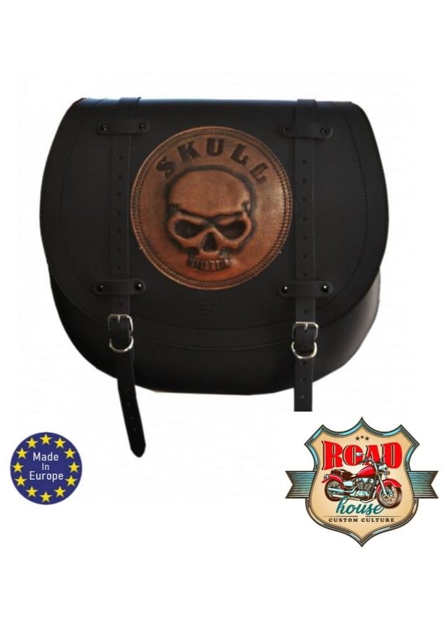 SACOCHE LATÉRALE CUIR UNIVERSELLE GAUCHE OU DROITE - SKULL