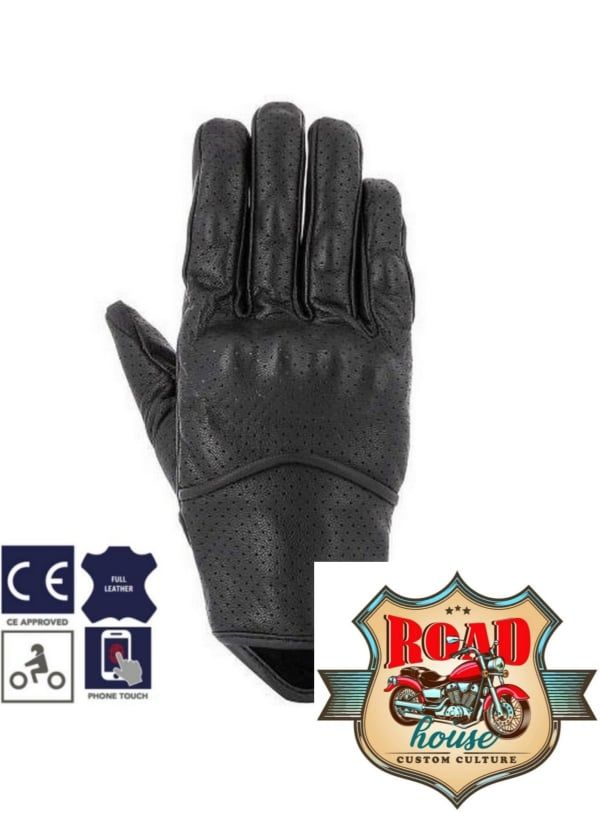 Gants Perforés Aston cuir Noirs homologués CE