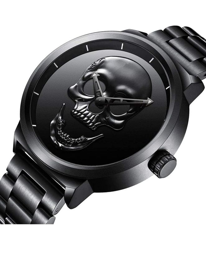 MONTRE Homme Analogique Quartz Montre Tête de Mort