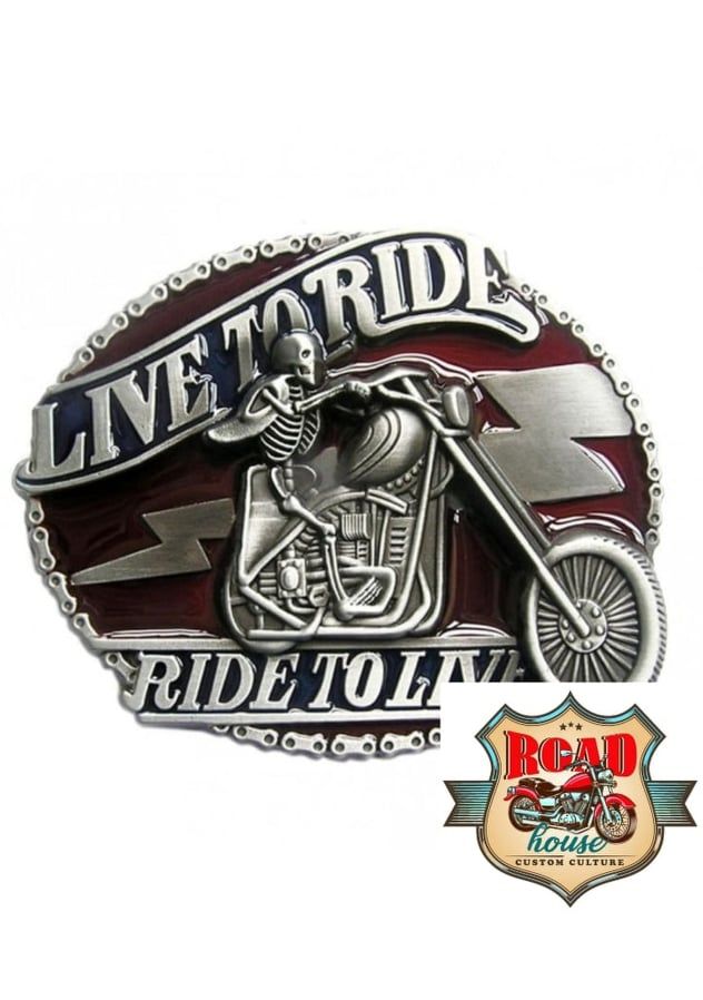 BOUCLE BIKERS SKULL MOTARD LIVE TO RIDE