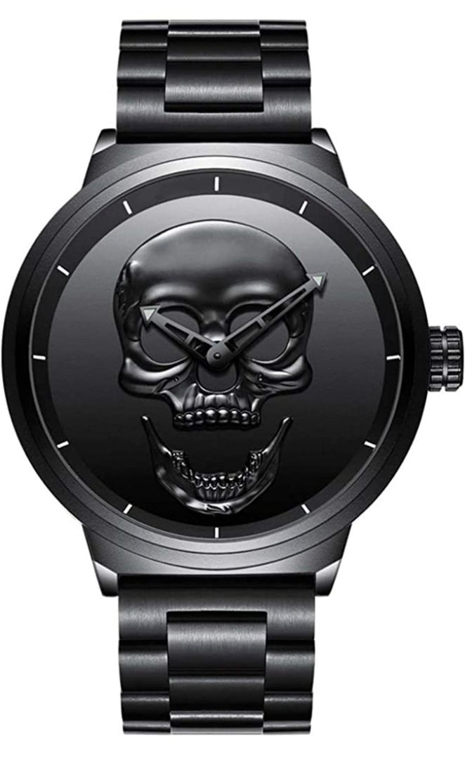 MONTRE Homme Analogique Quartz Montre Tête de Mort