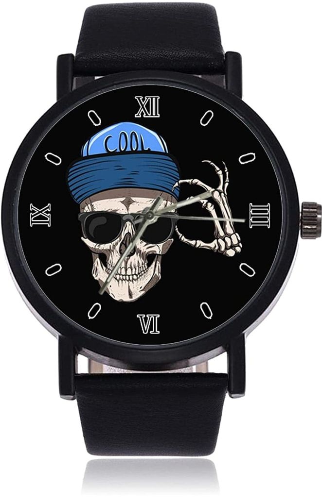 MONTRE TETE DE MORT CASQUETTE BLEUE 