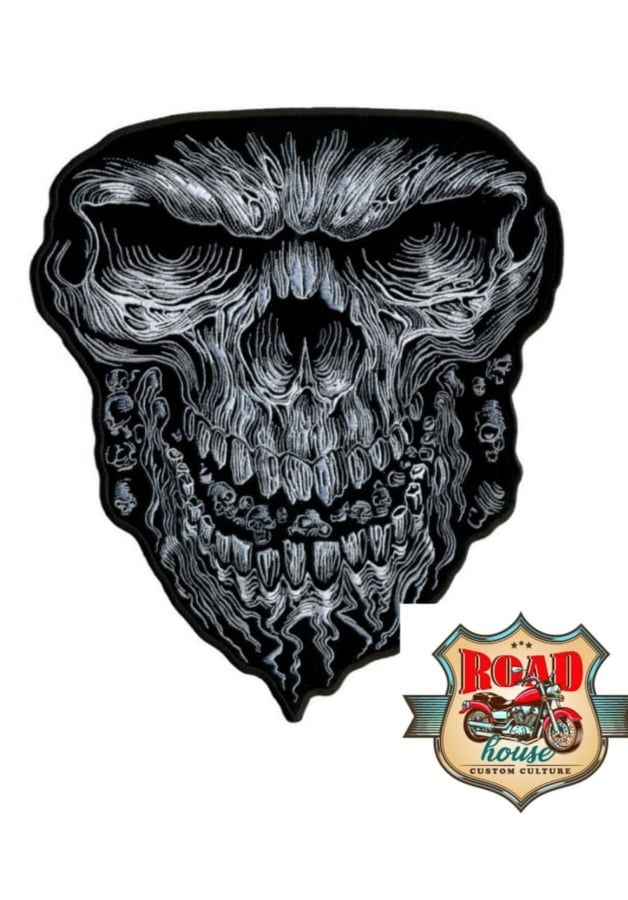 PATCH ÉCUSSON BLACK SKULL ENDIABLÉ BIKER CUSTOM