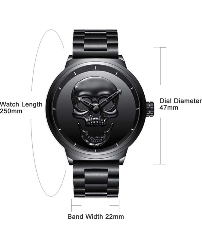 MONTRE Homme Analogique Quartz Montre Tête de Mort