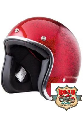 CASQUE STORMER DEMI JET PEARL ROUGE PAILLETTE