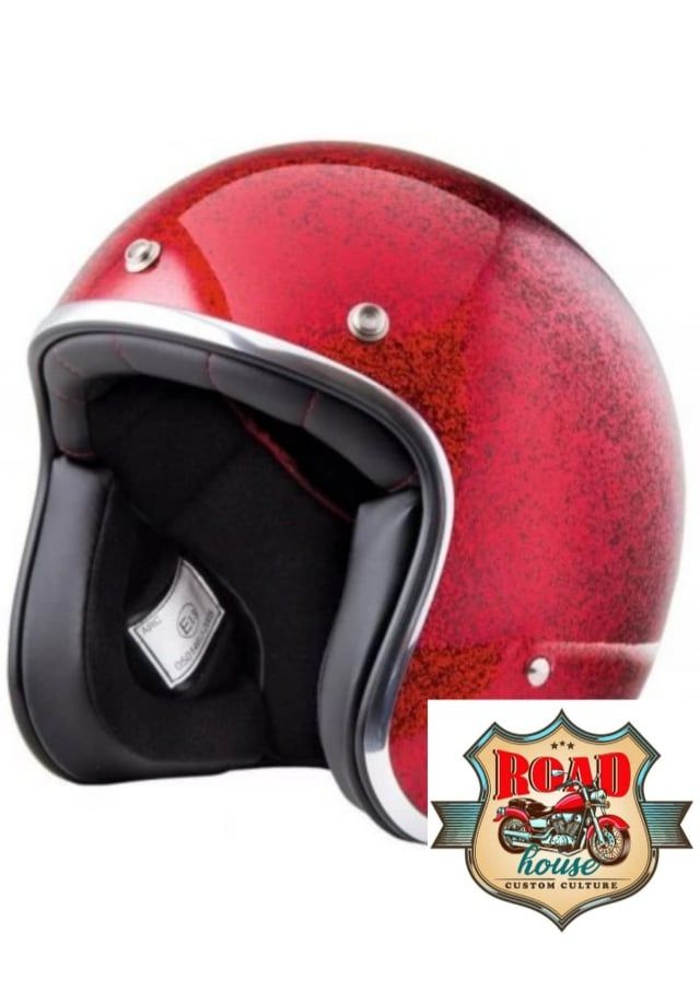 CASQUE STORMER DEMI JET PEARL ROUGE PAILLETTE