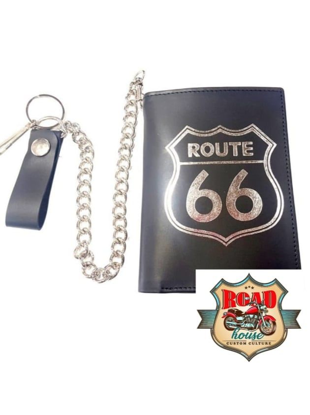 PORTEFEUILLE BIKER CUIR ROUTE 66 FORMAT EUROPE