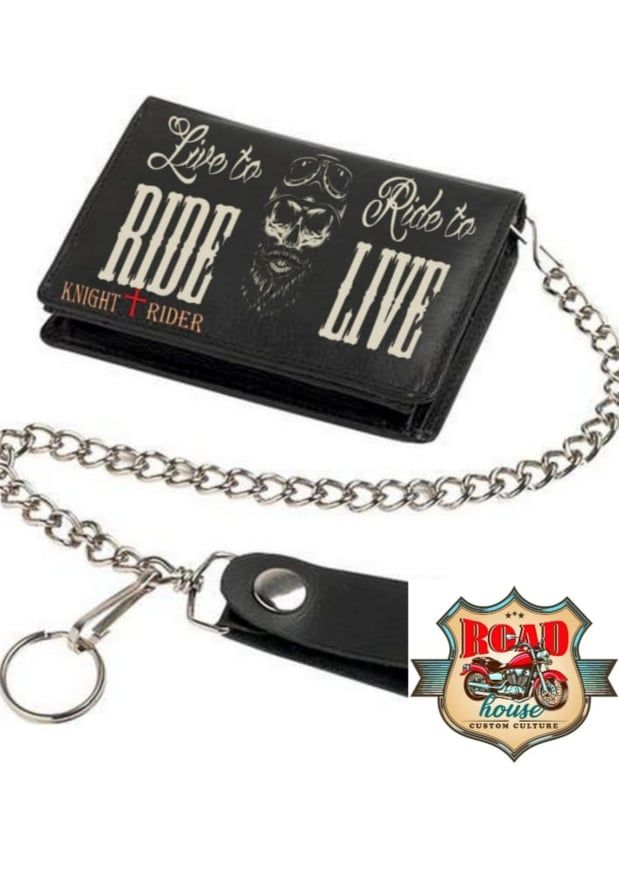 PORTEFEUILLE BIKER CUIR LIVE TO RIDE RIDE TO LIVE