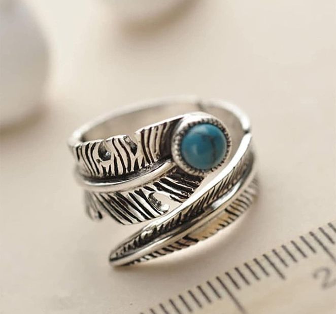 Bague Plumes Vintage Turquoise